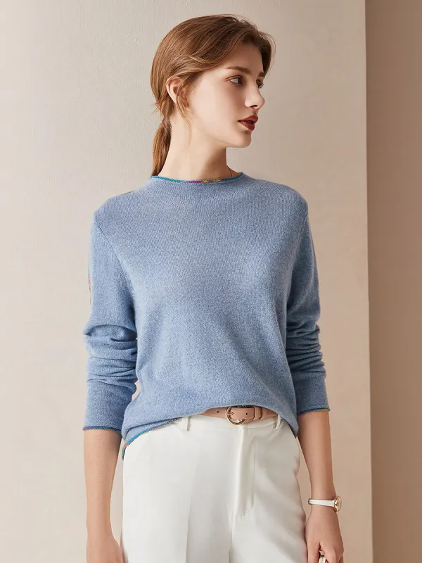 100% Cashmere Women's Sweater with Built-in Collar sold by COMOBOCA