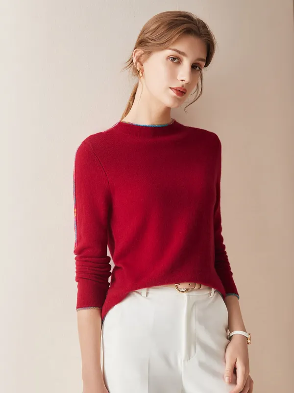 100% Cashmere Women's Sweater with Built-in Collar sold by COMOBOCA