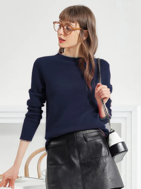 100% Cashmere Women's Sweater with Built-in Collar sold by COMOBOCA
