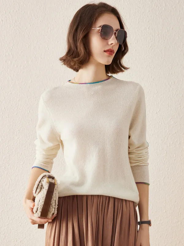 100% Cashmere Women's Sweater with Built-in Collar sold by COMOBOCA