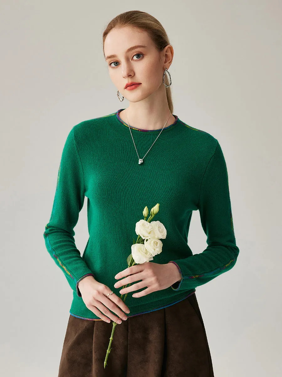 100% Cashmere Women's Sweater with Built-in Collar sold by COMOBOCA