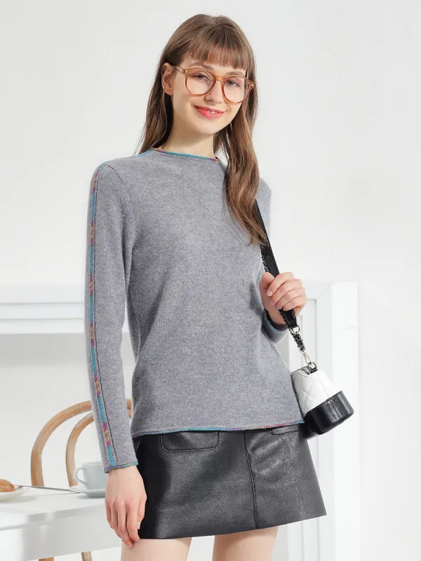100% Cashmere Women's Sweater with Built-in Collar sold by COMOBOCA