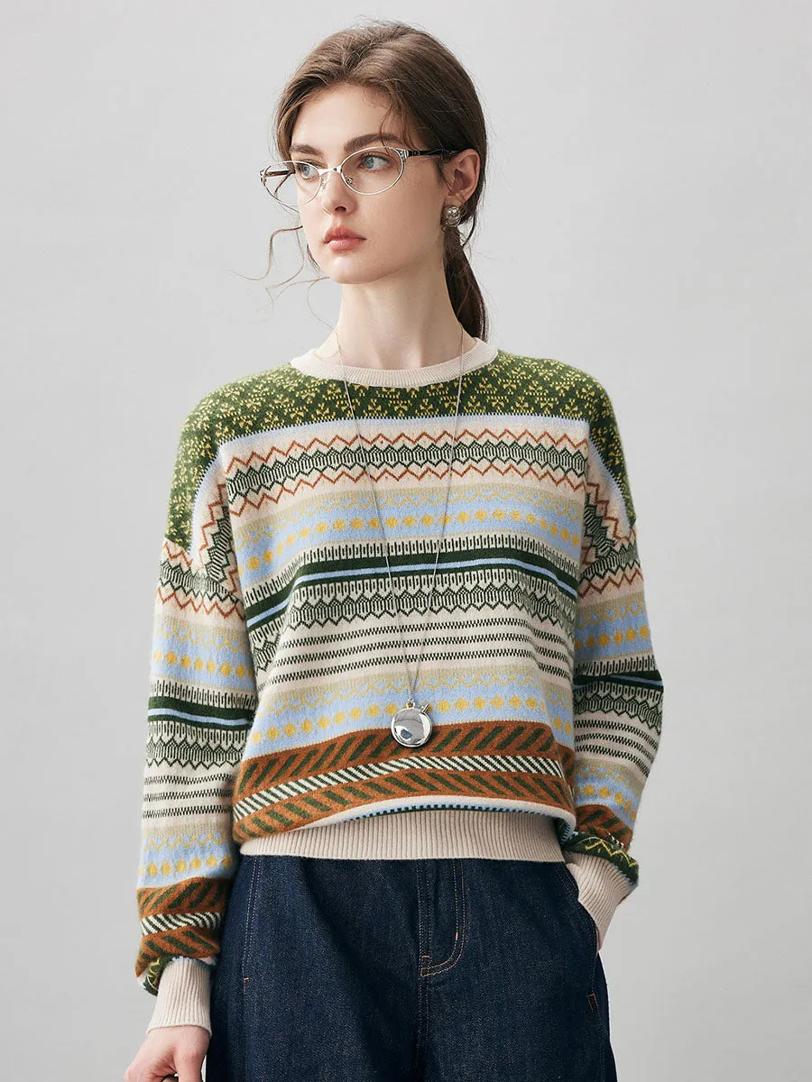 100% Cashmere Women's Fair Isle Round Neck Sweater sold by COMOBOCA product image thumbnail 5