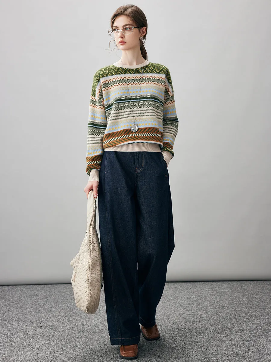 100% Cashmere Women's Fair Isle Round Neck Sweater sold by COMOBOCA product image thumbnail 2