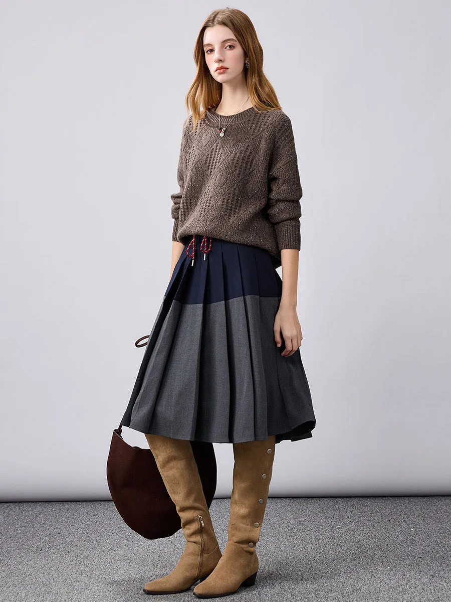 100% Cashmere Women's Openwork Knit Round Neck Sweater sold by COMOBOCA product image thumbnail 4