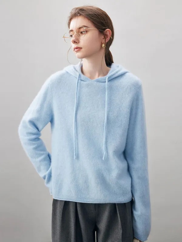 Women's Wool Fuzzy Hooded Sweater sold by COMOBOCA