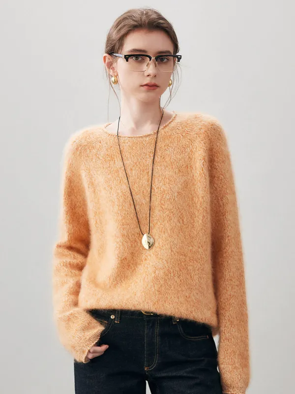 100% Wool Women's Fuzzy Round Neck Sweater sold by COMOBOCA