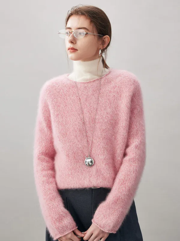 100% Wool Women's Fuzzy Round Neck Sweater sold by COMOBOCA