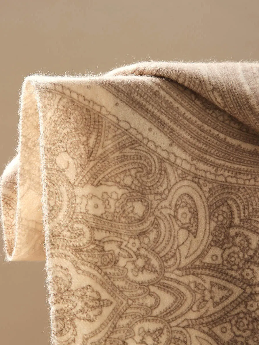100% Cashmere Women's Paisley Pattern Fringed Scarf sold by COMOBOCA product image thumbnail 5