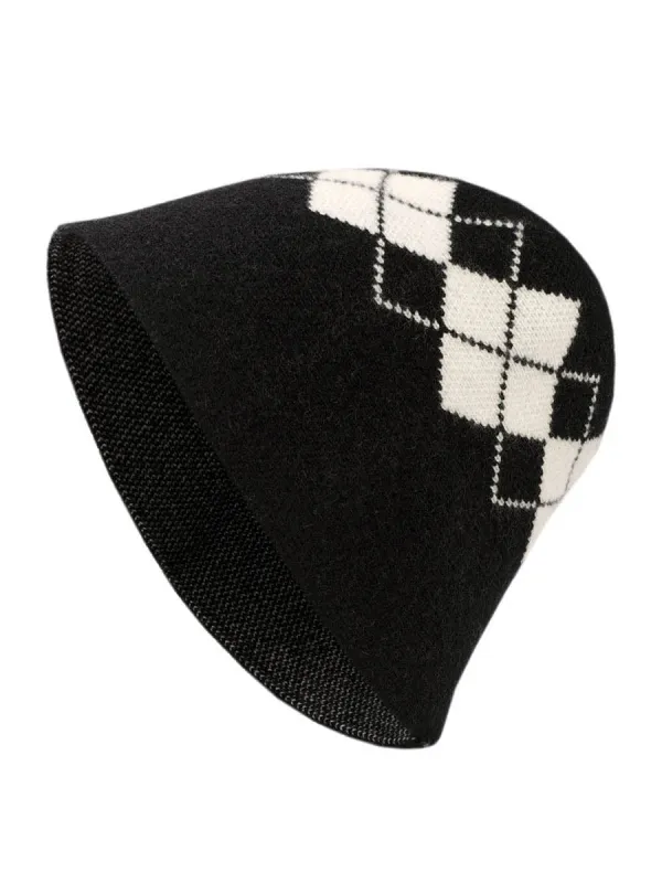 100% Cashmere Women's Argyle Pattern Knit Bucket Hat sold by COMOBOCA