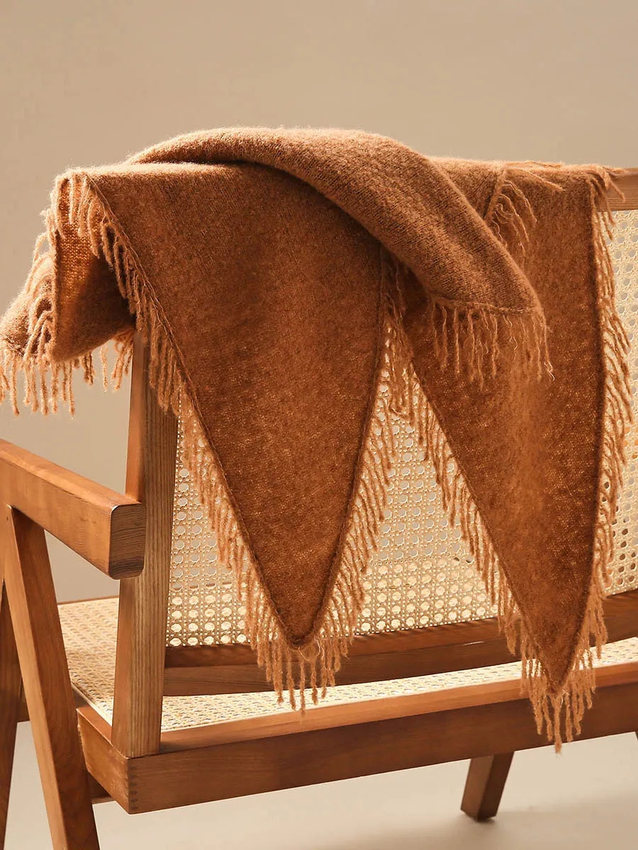 Women's Fringed Triangle Knit Scarf sold by COMOBOCA product image thumbnail 2