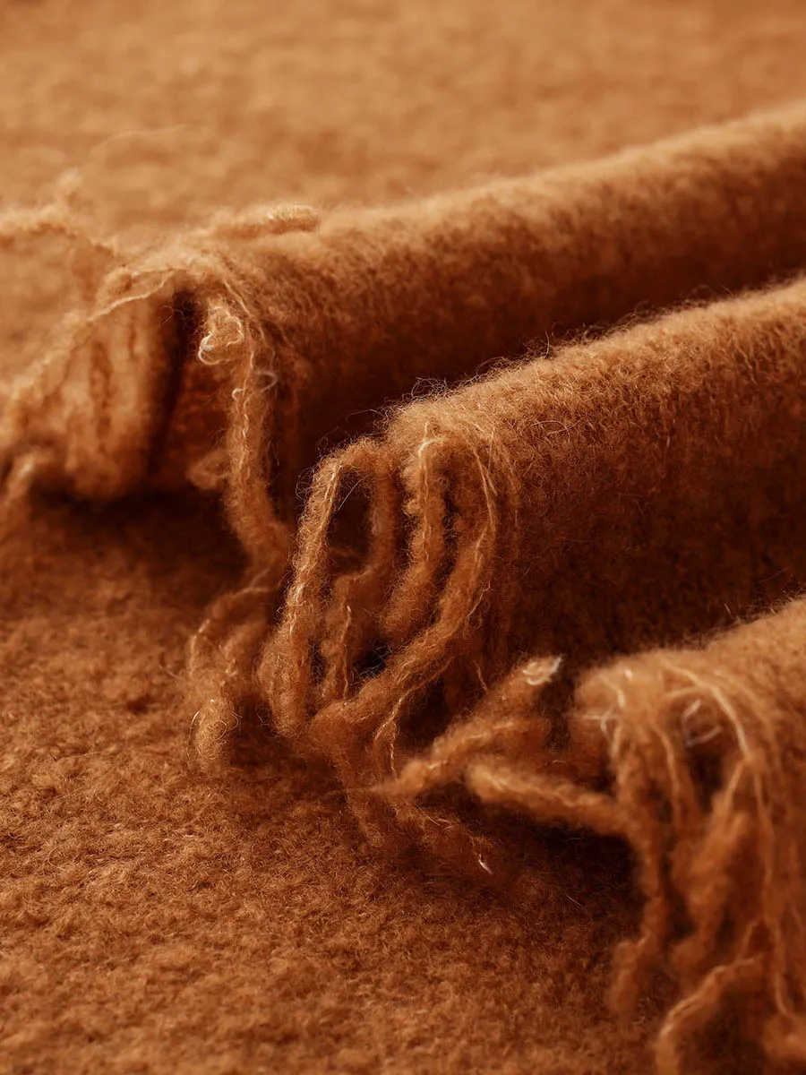 Women's Fringed Triangle Knit Scarf sold by COMOBOCA product image thumbnail 4