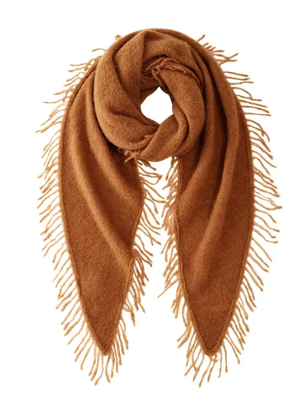 Women's Fringed Triangle Knit Scarf sold by COMOBOCA
