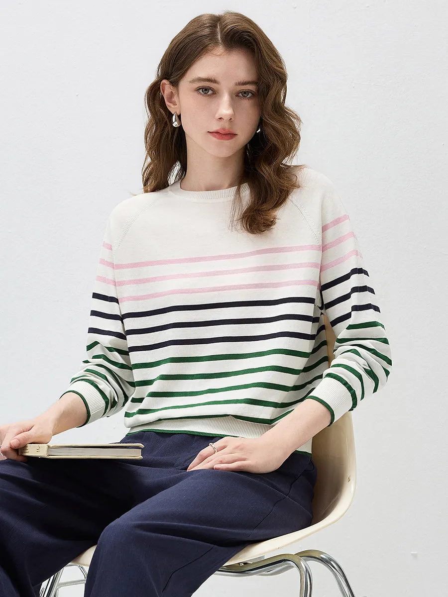 Women's Stripe Round Neck Knit Sweater sold by COMOBOCA product image thumbnail 4