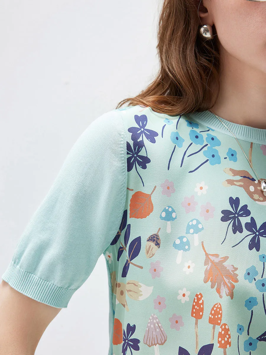 Women's Ribbed Print Knit T-Shirt sold by COMOBOCA product image thumbnail 5