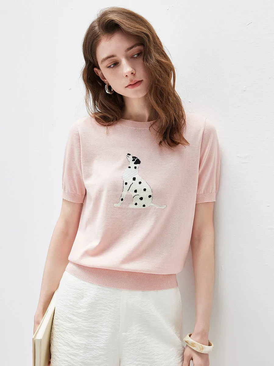 Women's Dalmatian Intarsia Knit T-Shirt sold by COMOBOCA product image thumbnail 5