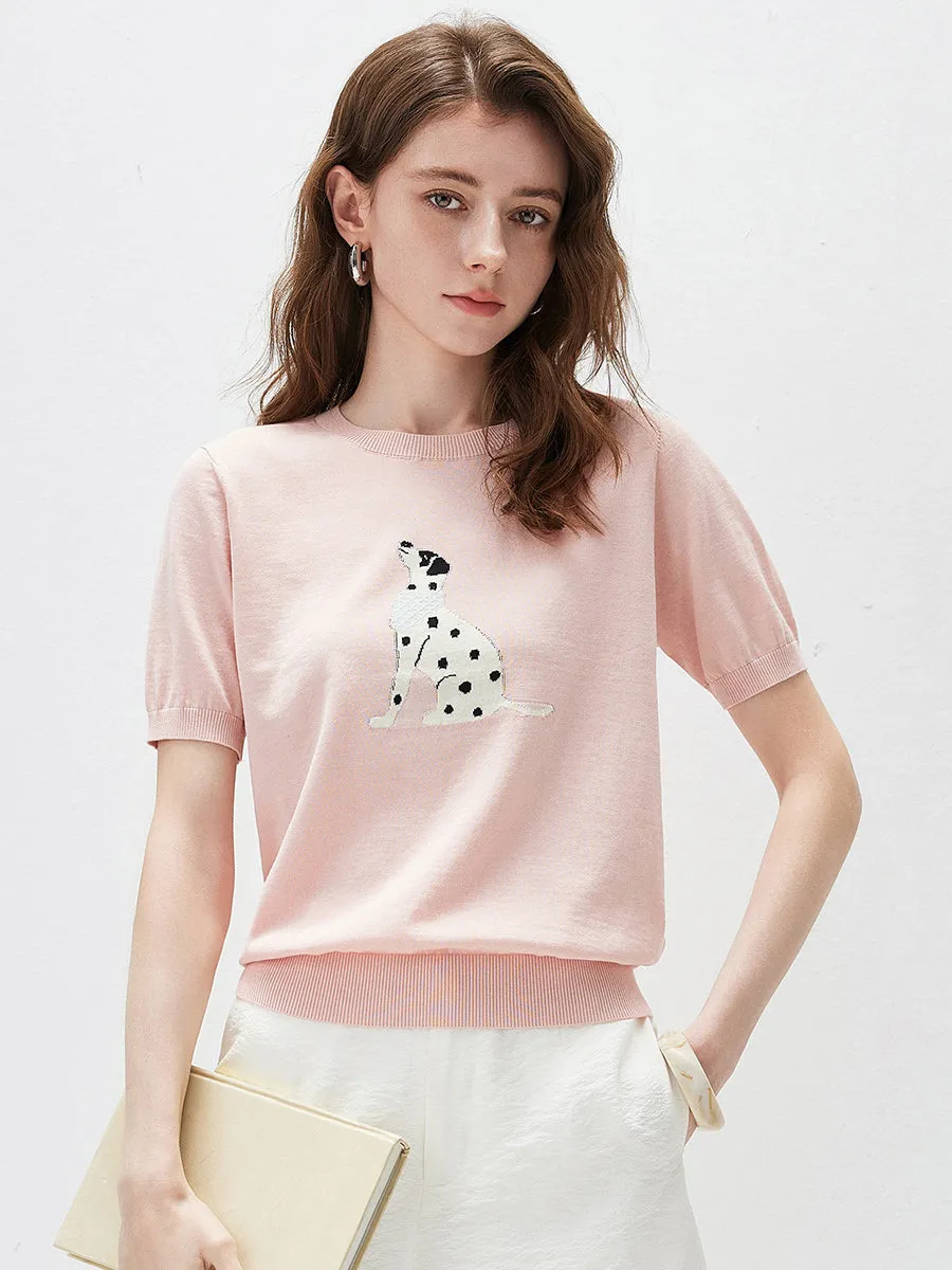 Women's Dalmatian Intarsia Knit T-Shirt sold by COMOBOCA