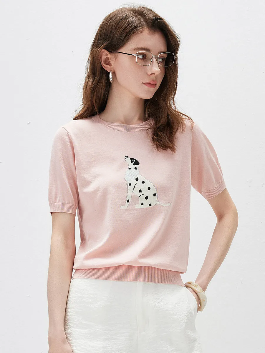 Women's Dalmatian Intarsia Knit T-Shirt sold by COMOBOCA product image thumbnail 4