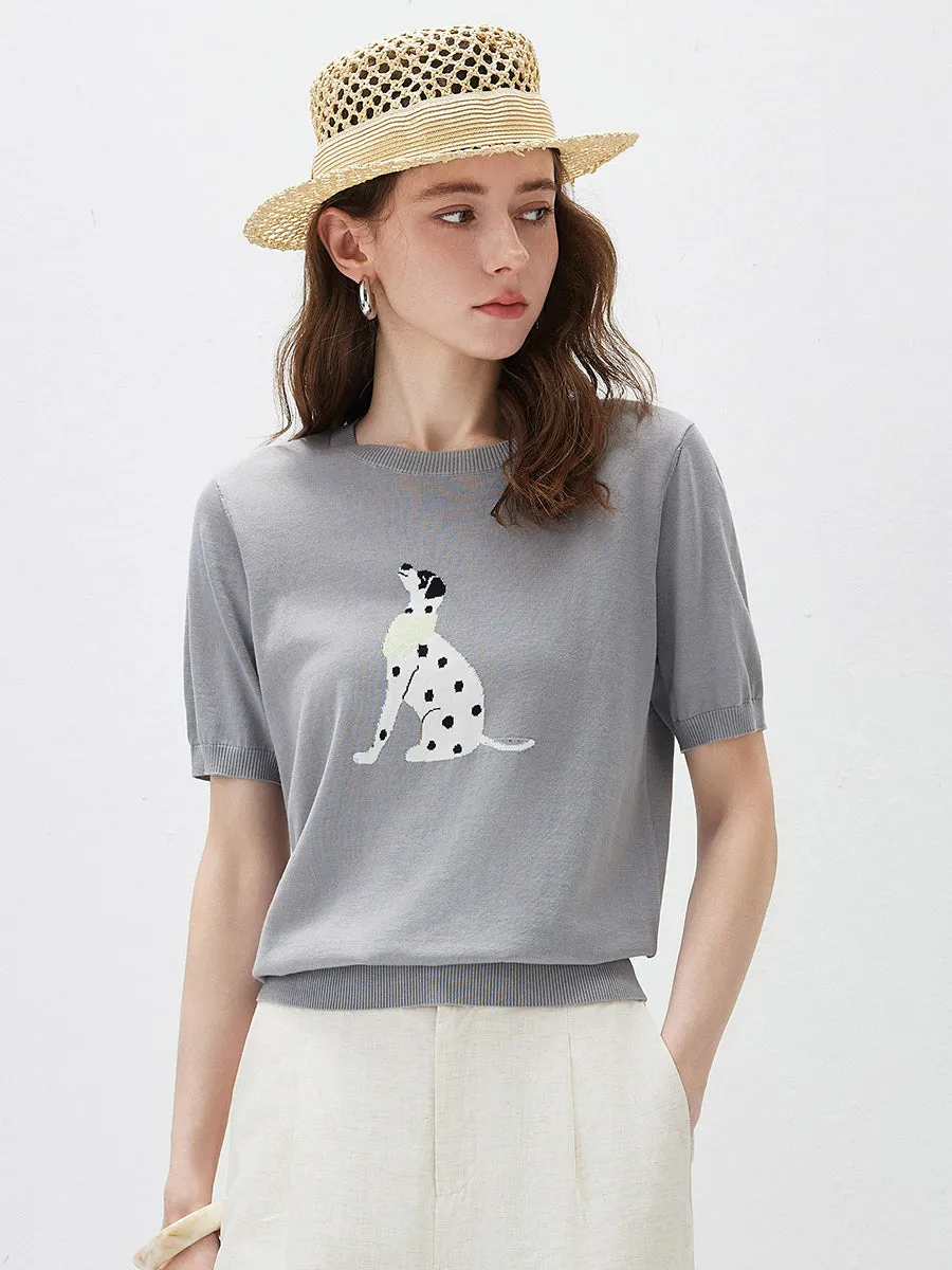 Women's Dalmatian Intarsia Knit T-Shirt sold by COMOBOCA product image thumbnail 2