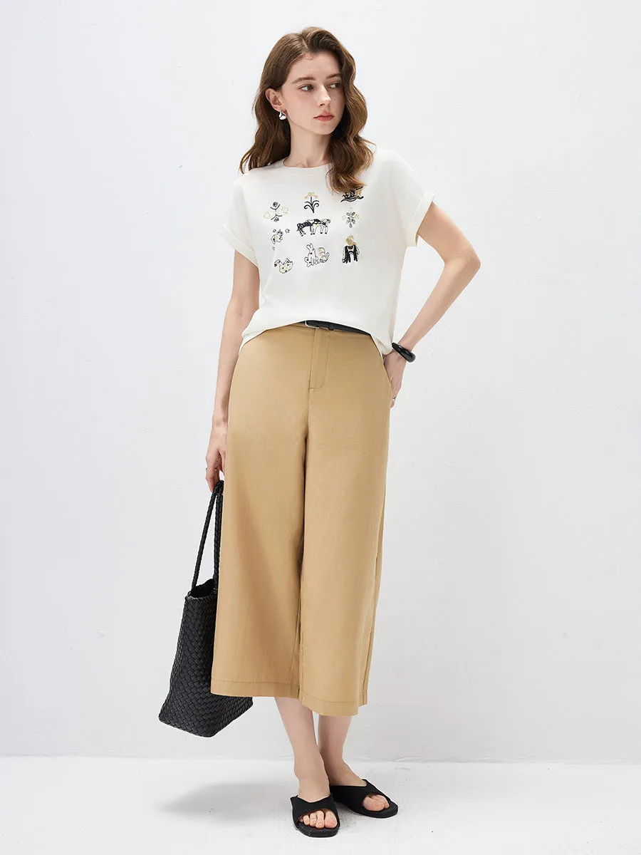 Women's Embroidered Short Sleeve Knit Top sold by COMOBOCA product image thumbnail 2