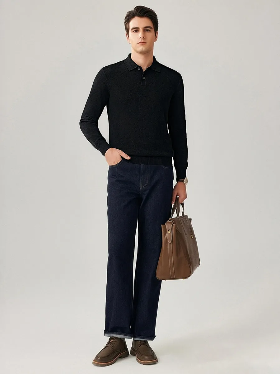 100% Cashmere Men's Knit Polo Pullover Sweater sold by COMOBOCA product image thumbnail 2