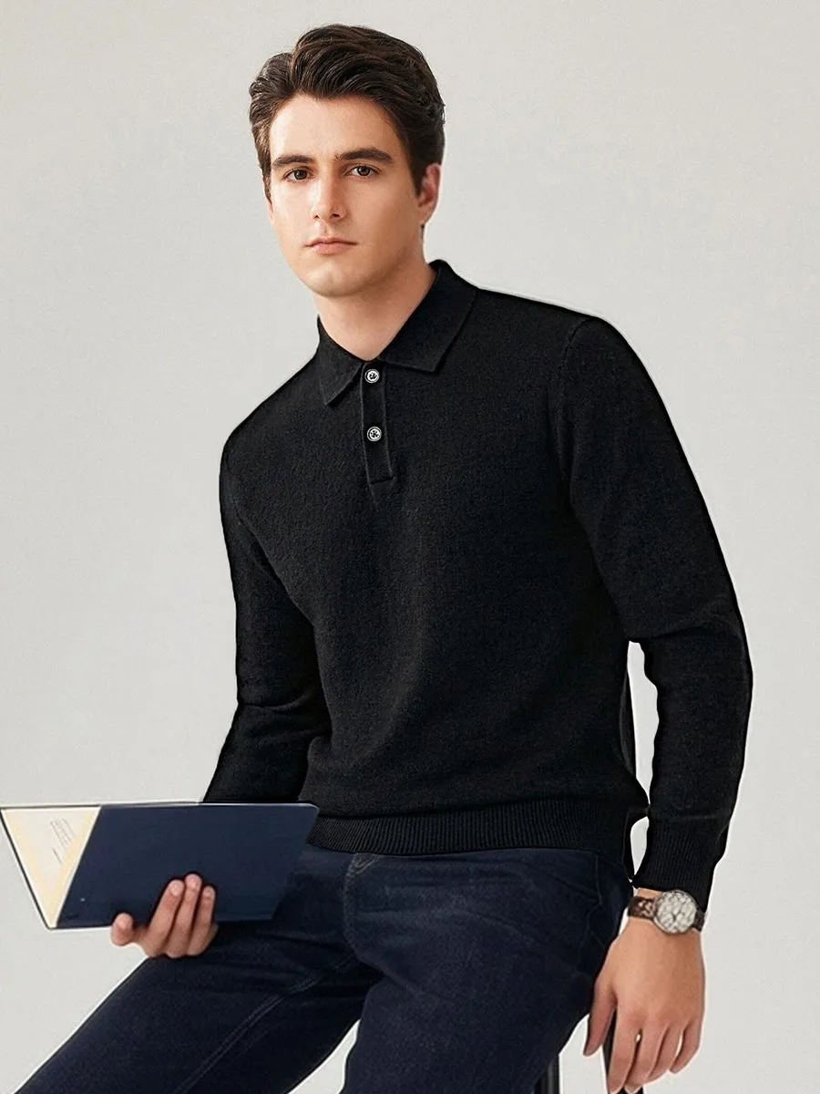 100% Cashmere Men's Knit Polo Pullover Sweater sold by COMOBOCA product image thumbnail 4