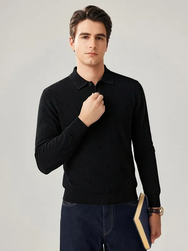 100% Cashmere Men's Knit Polo Pullover Sweater sold by COMOBOCA
