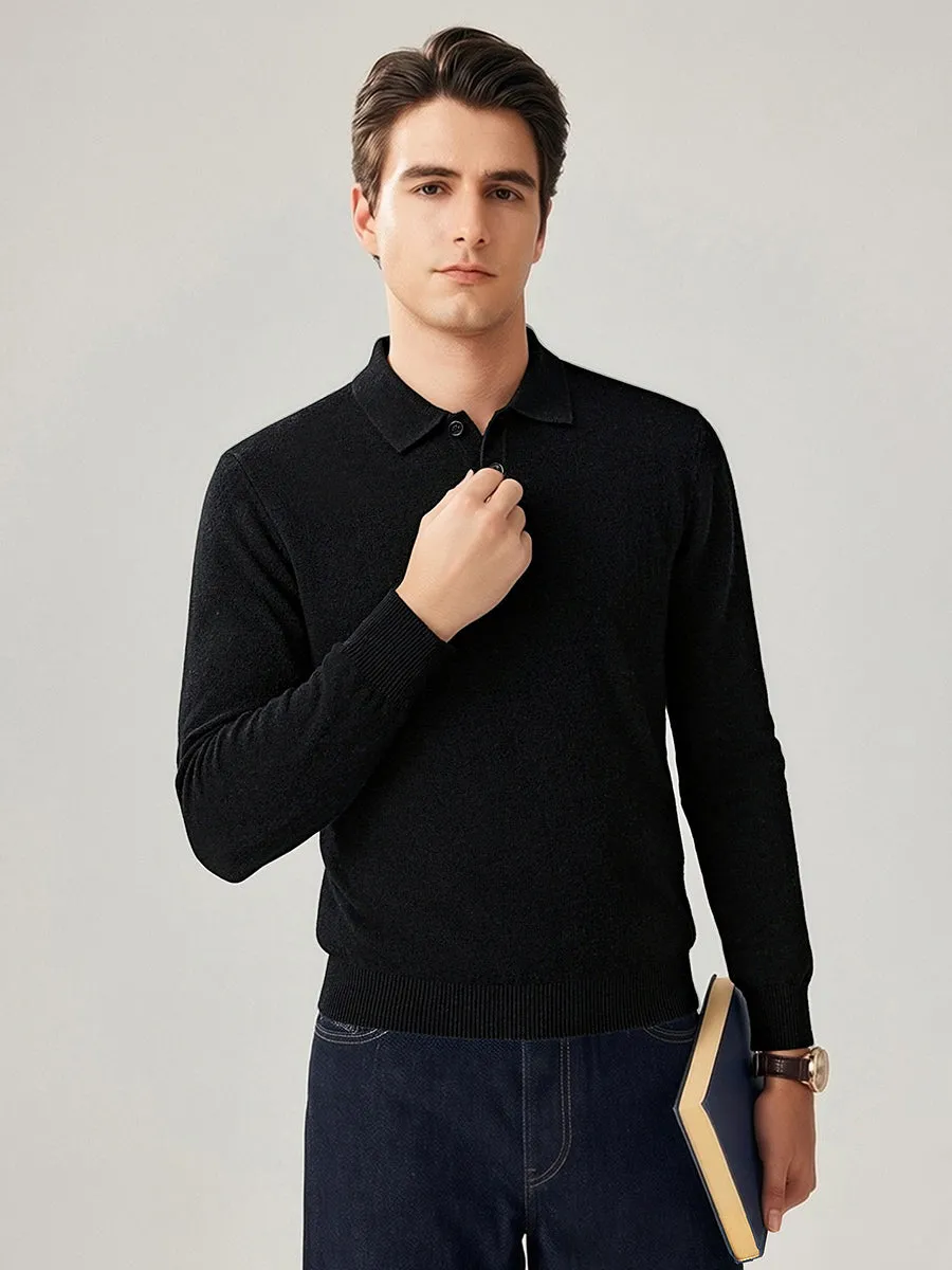 100% Cashmere Men's Knit Polo Pullover Sweater sold by COMOBOCA