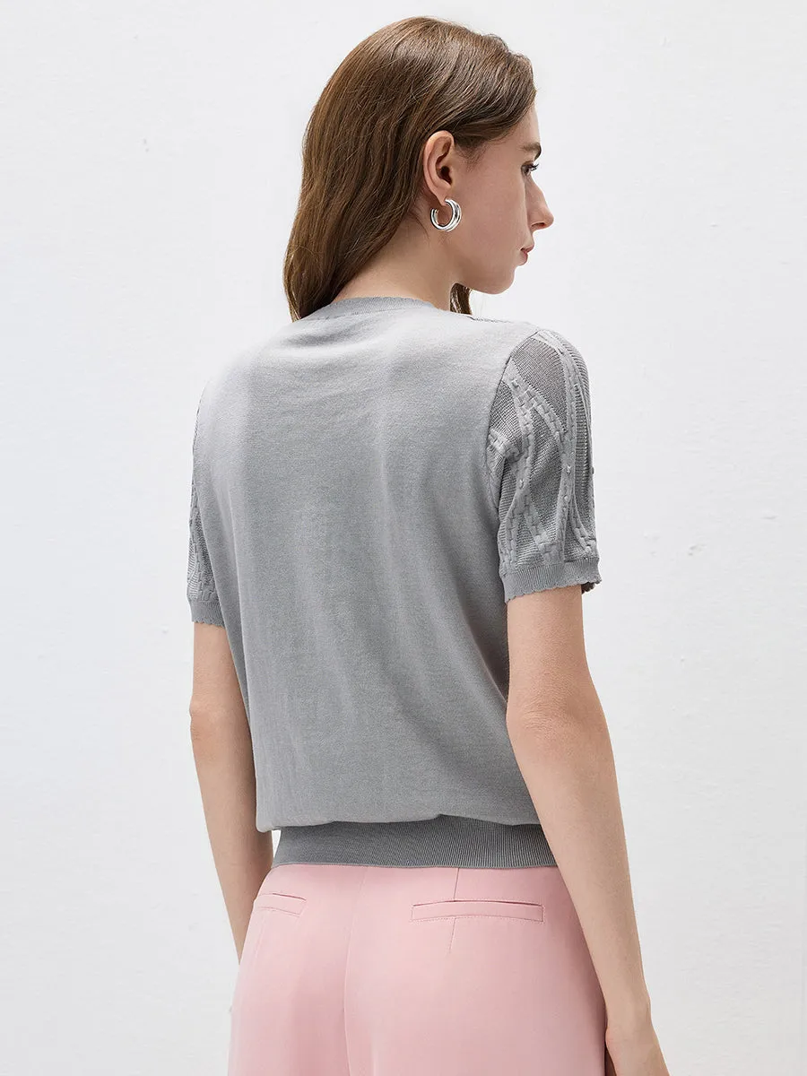 Women's Heart Appliques Diamond Knit Top sold by COMOBOCA product image thumbnail 4