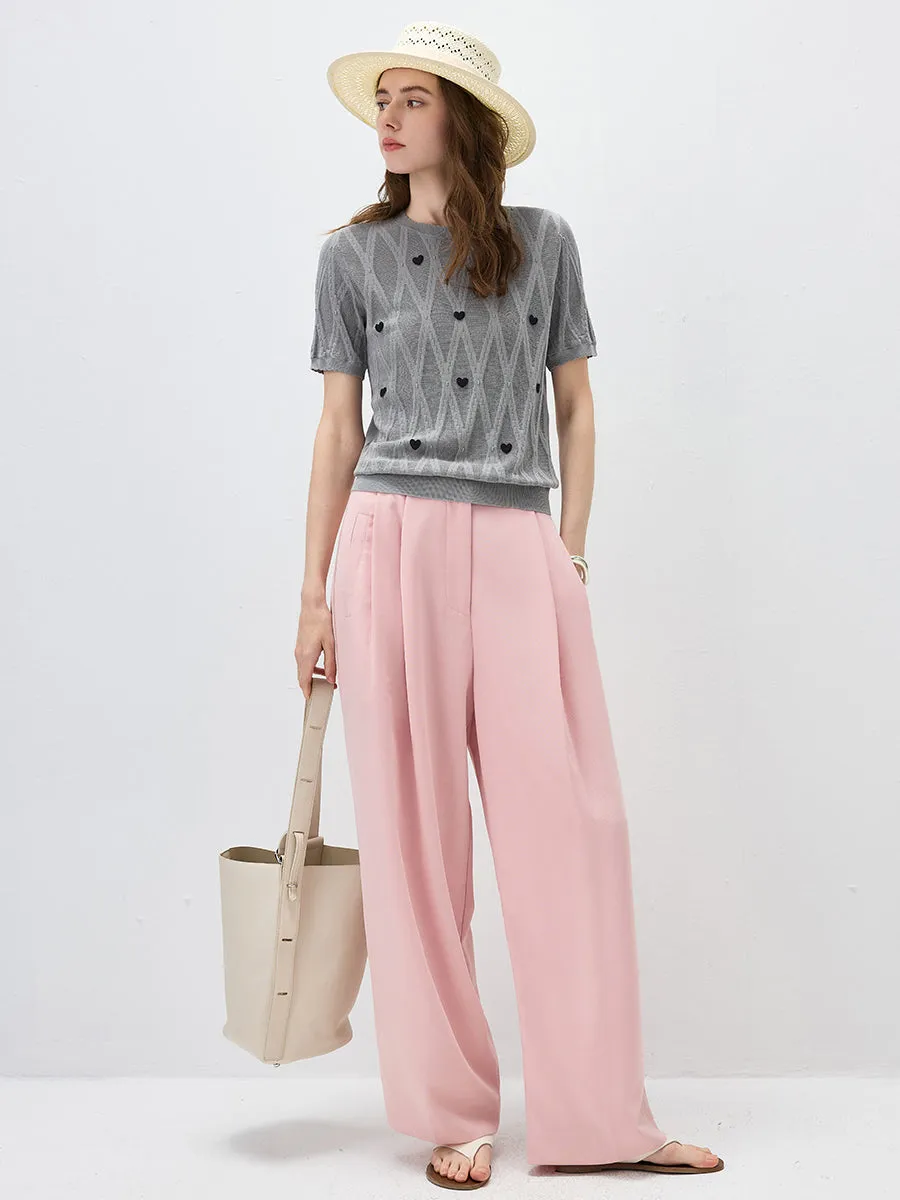 Women's Heart Appliques Diamond Knit Top sold by COMOBOCA product image thumbnail 3