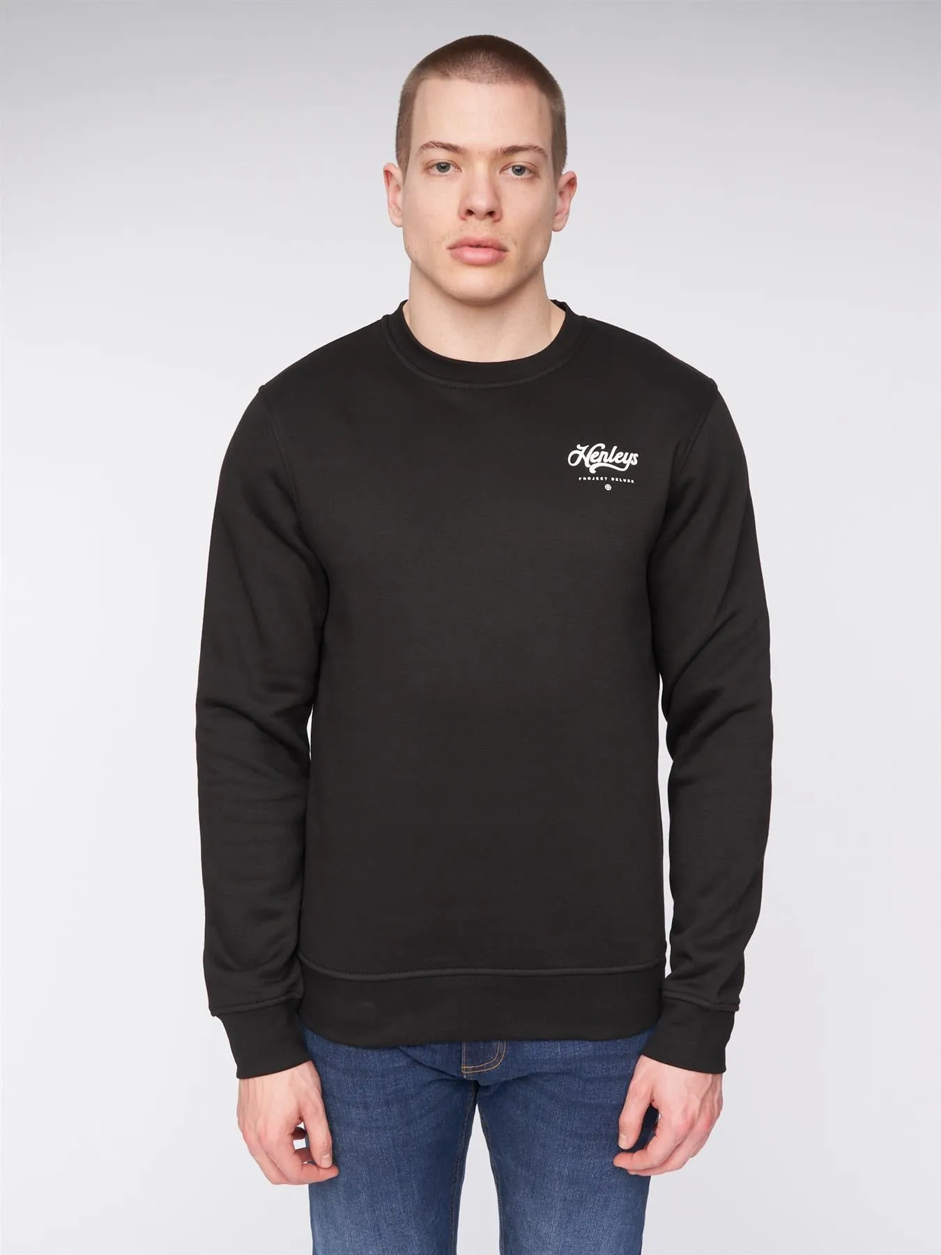 Scripthen Crew Sweat Black sold by Henleys