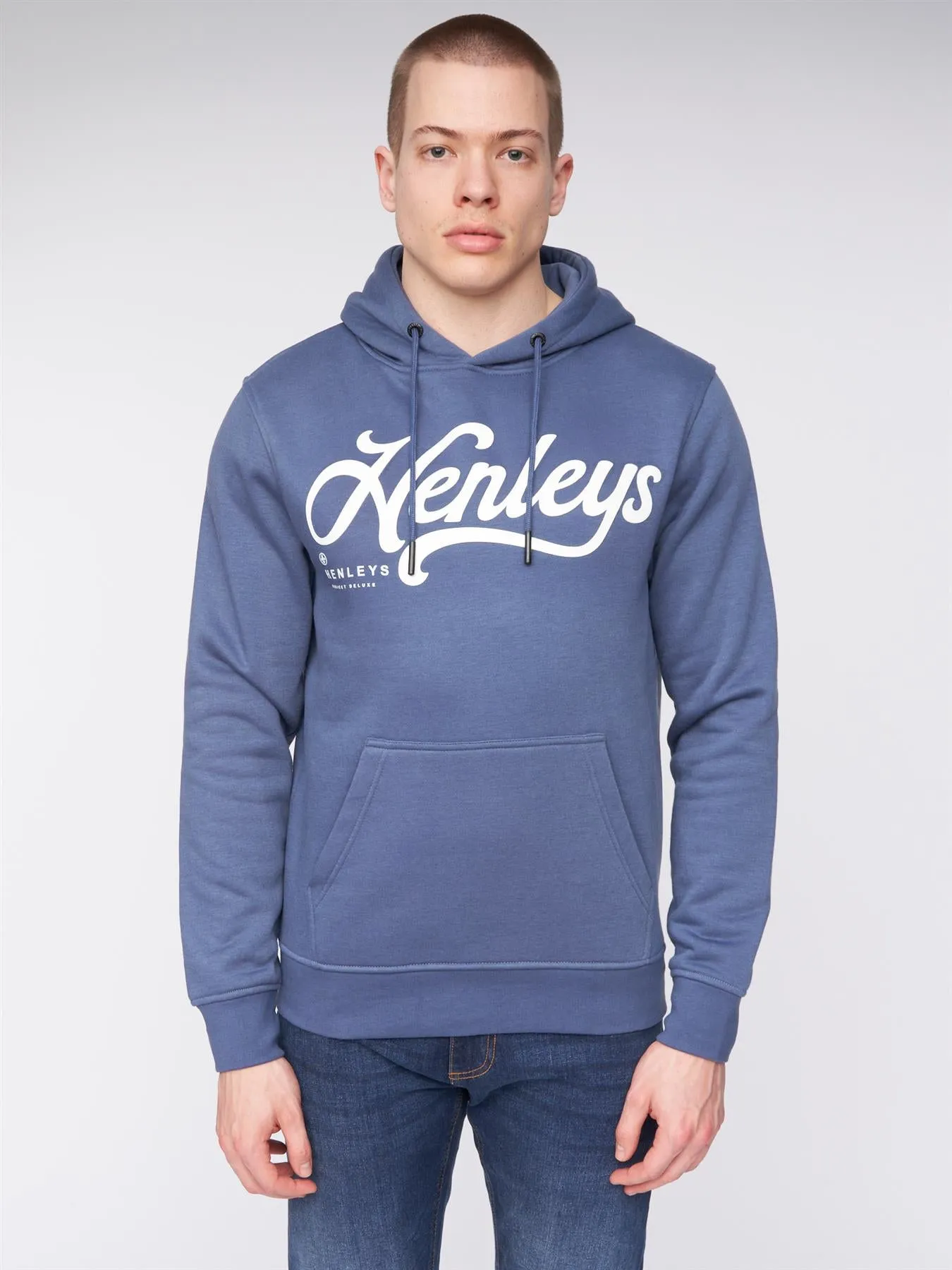 Scripthen Hoodie Deep Blue sold by Henleys