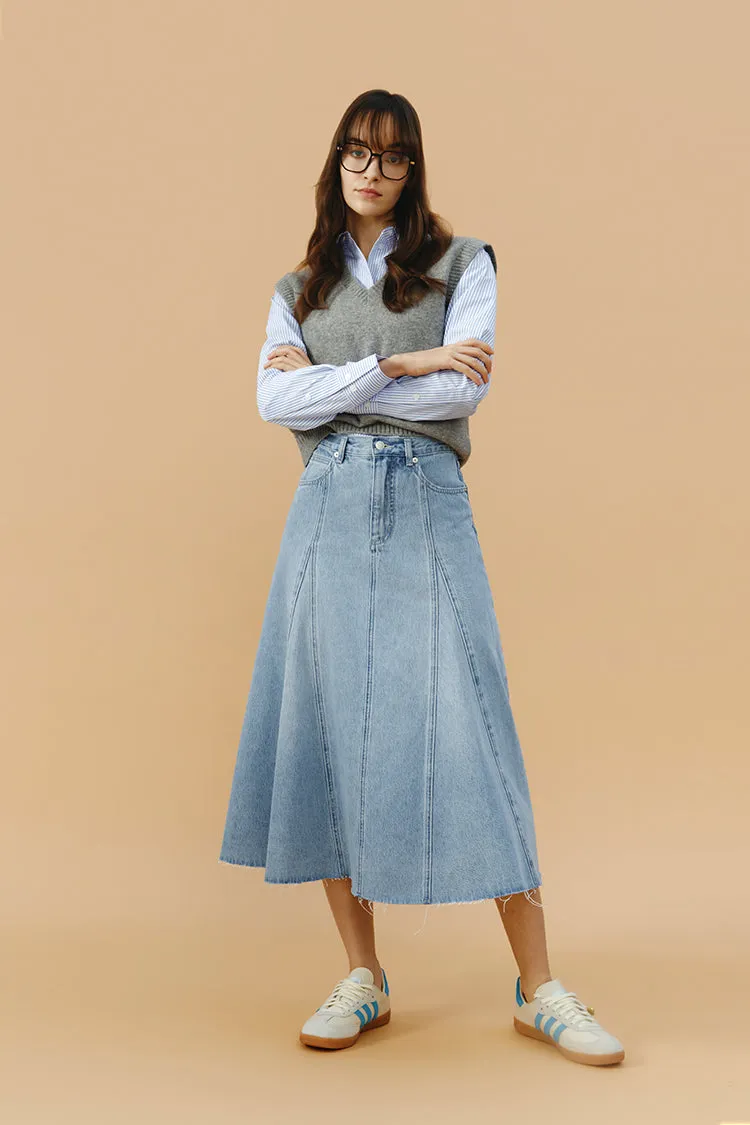 Monica Swing Denim Midi Skirt HJ806 sold by Hey Joanie
