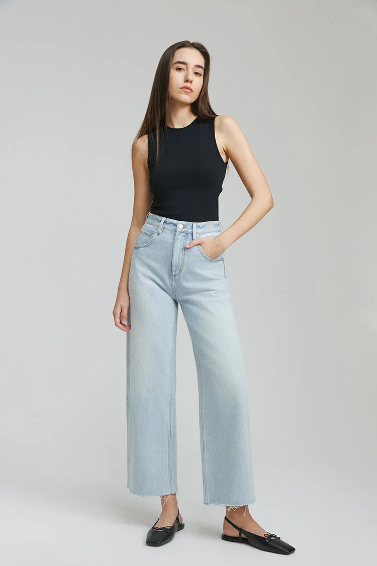 Moon Curve Raw Hem Crop Jeans HJ129 sold by Hey Joanie product image thumbnail 4