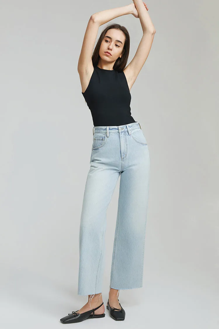 Moon Curve Raw Hem Crop Jeans HJ129 sold by Hey Joanie product image thumbnail 2