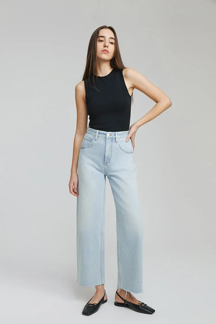 Moon Curve Raw Hem Crop Jeans HJ129 sold by Hey Joanie product image thumbnail 3