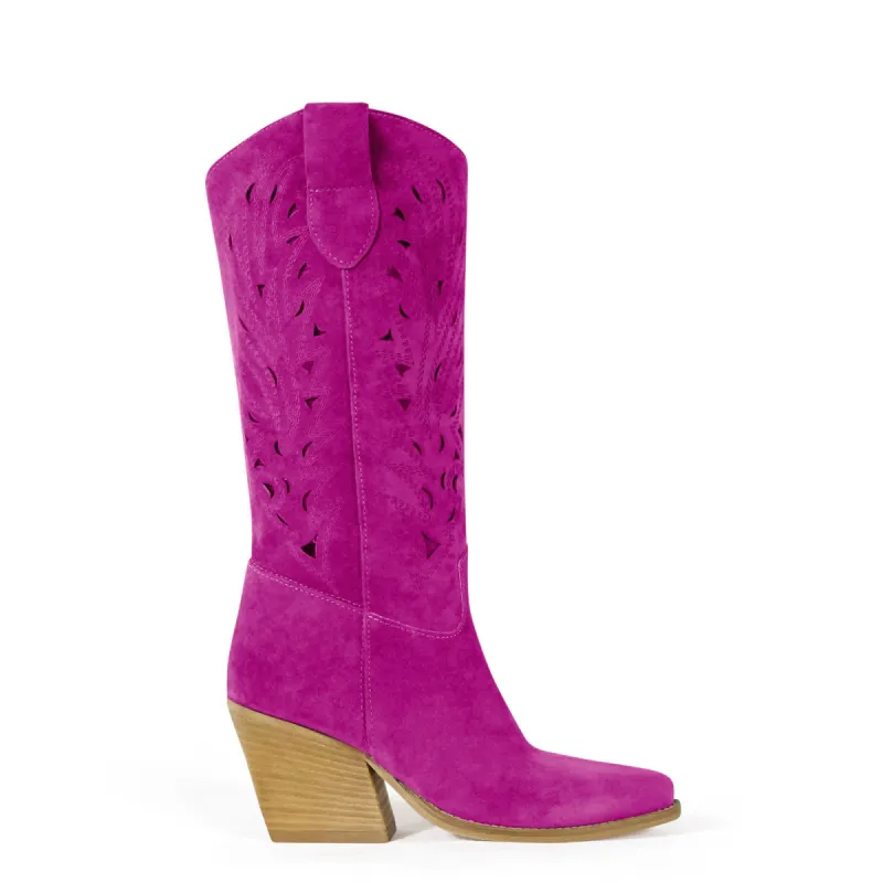 Rea Midi Purple Texan Boots sold by Kali Shoes