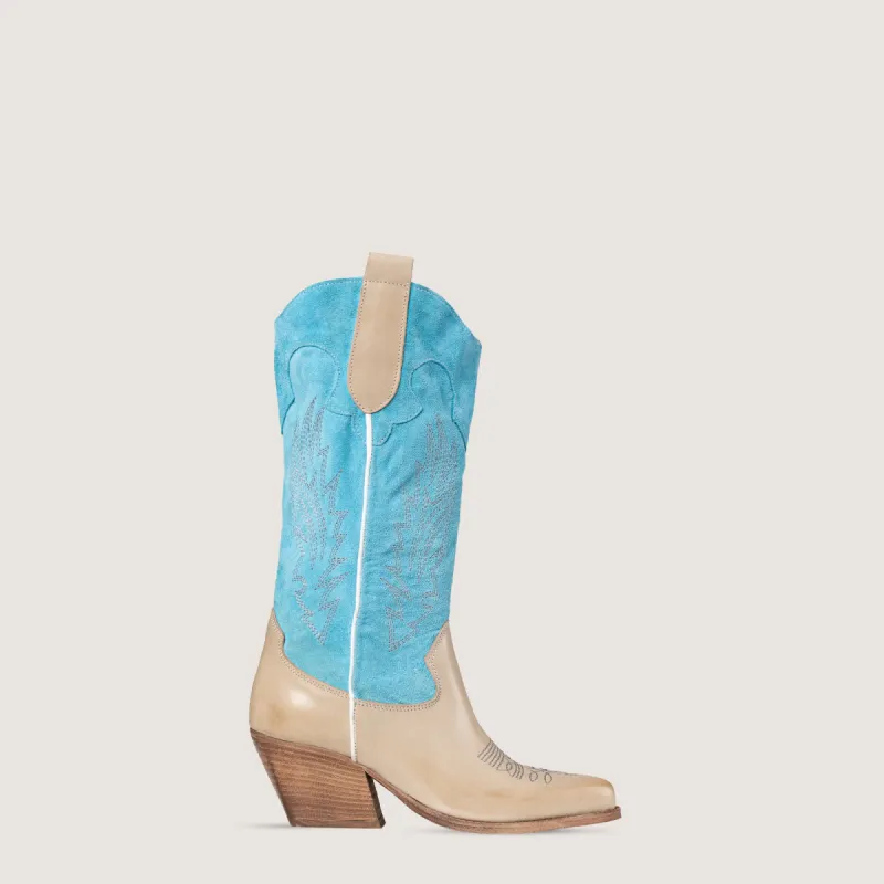 Savannah Turquoise Texan Boots  sold by Kali Shoes