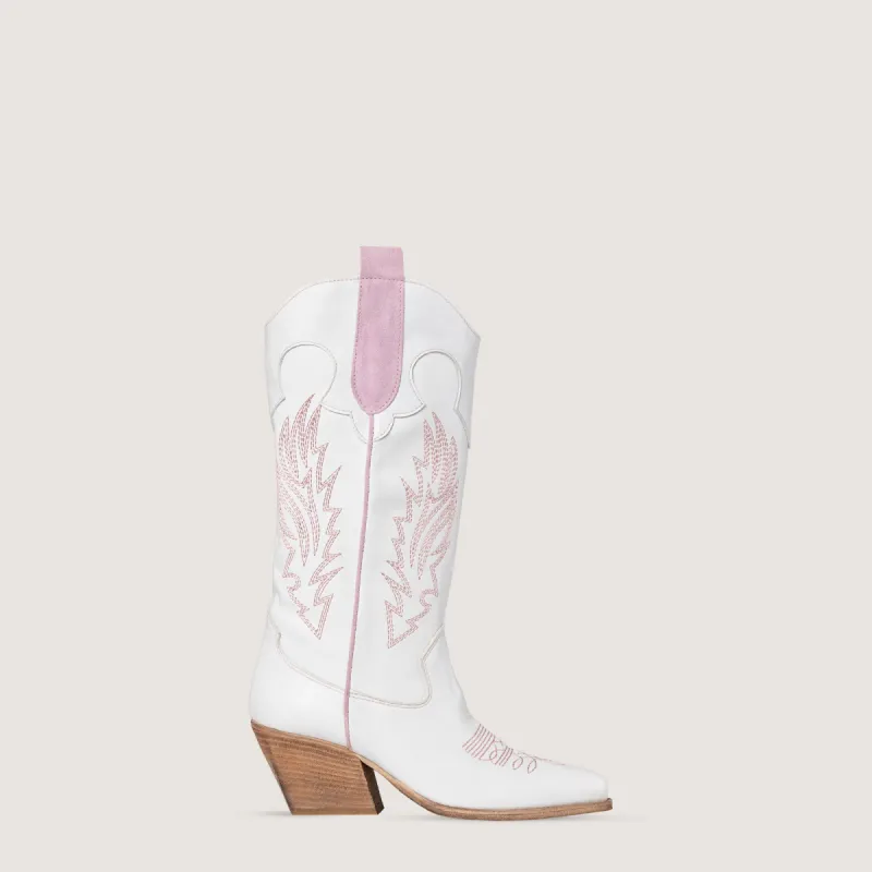Savannah White Texan Boots  sold by Kali Shoes