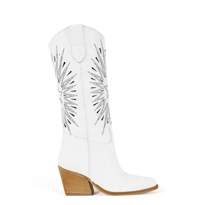 White Nabi Texan Boots sold by Kali Shoes