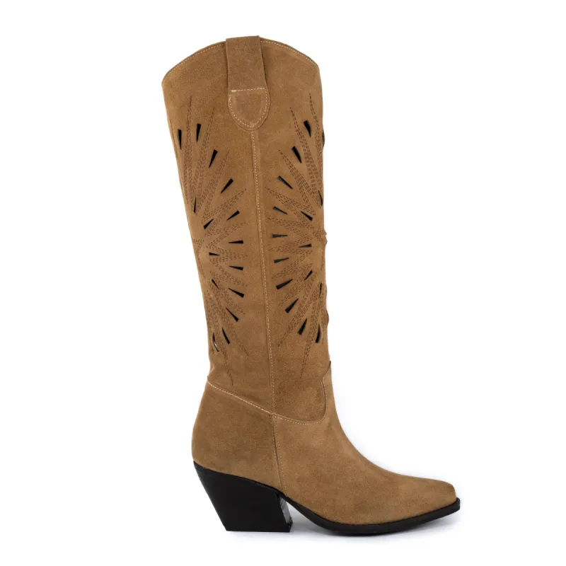 Kyla Taupe Texan Boots  sold by Kali Shoes