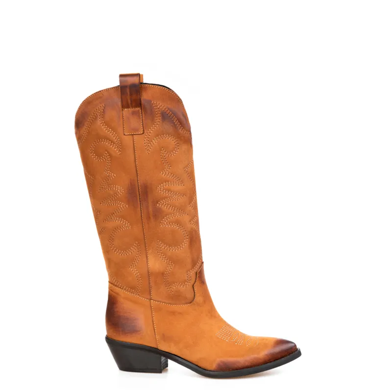 Jennifer Leather Texan Boots  sold by Kali Shoes