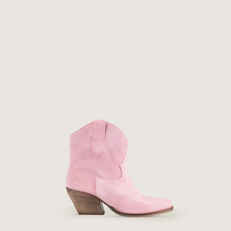 Leila Pink Texan boots sold by Kali Shoes
