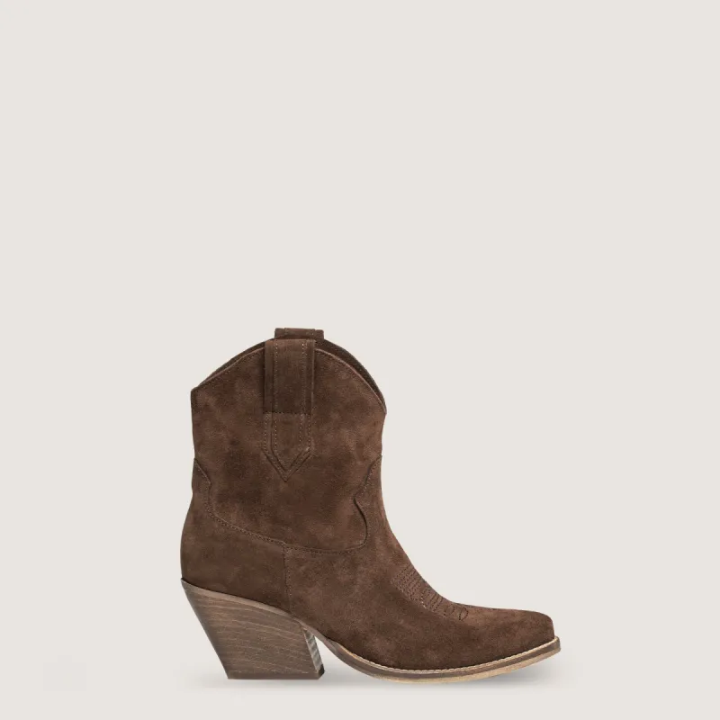 Leila Cigar brown Texan boots sold by Kali Shoes