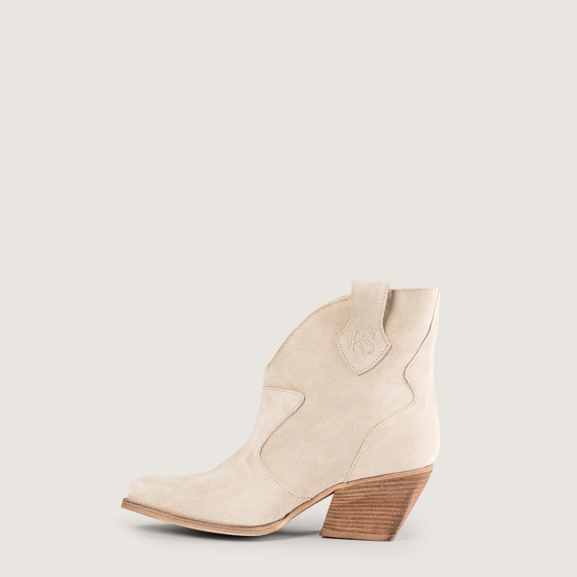 Velvet Beige Texan Ankle Boots sold by Kali Shoes product image thumbnail 4