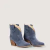 Velvet Denim Blue Texan Ankle Boots sold by Kali Shoes