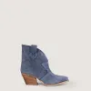 Velvet Denim Blue Texan Ankle Boots sold by Kali Shoes