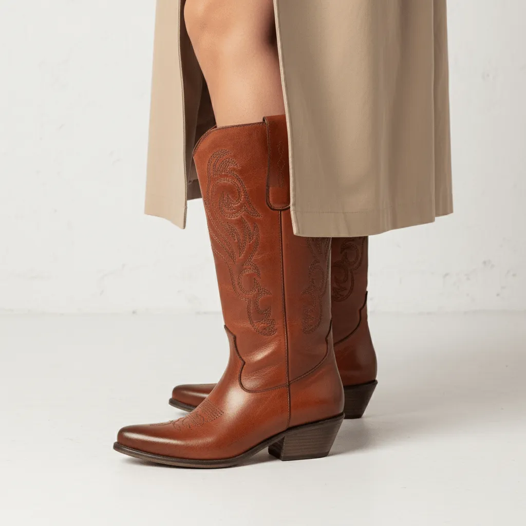 Bryanna Cognac Texan Boots sold by Kali Shoes product image thumbnail 5
