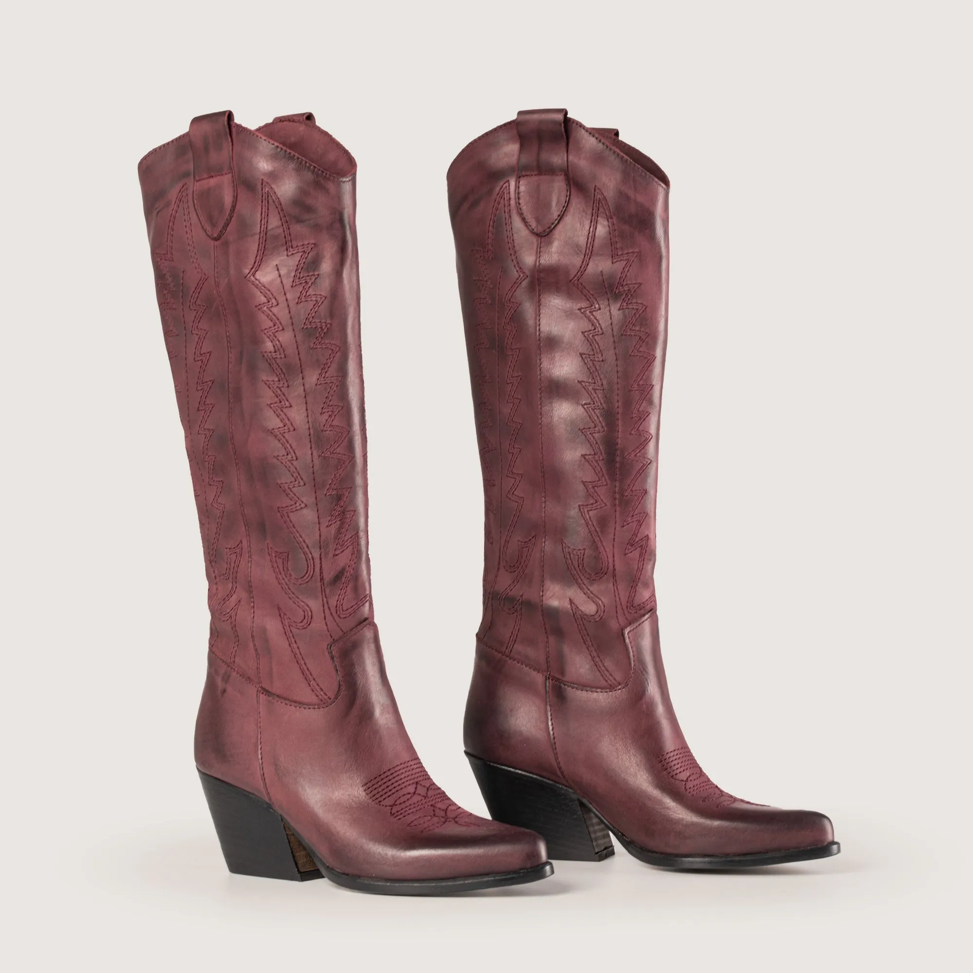 Nabiki Brushed Bordeaux Texan Boots sold by Kali Shoes product image thumbnail 2
