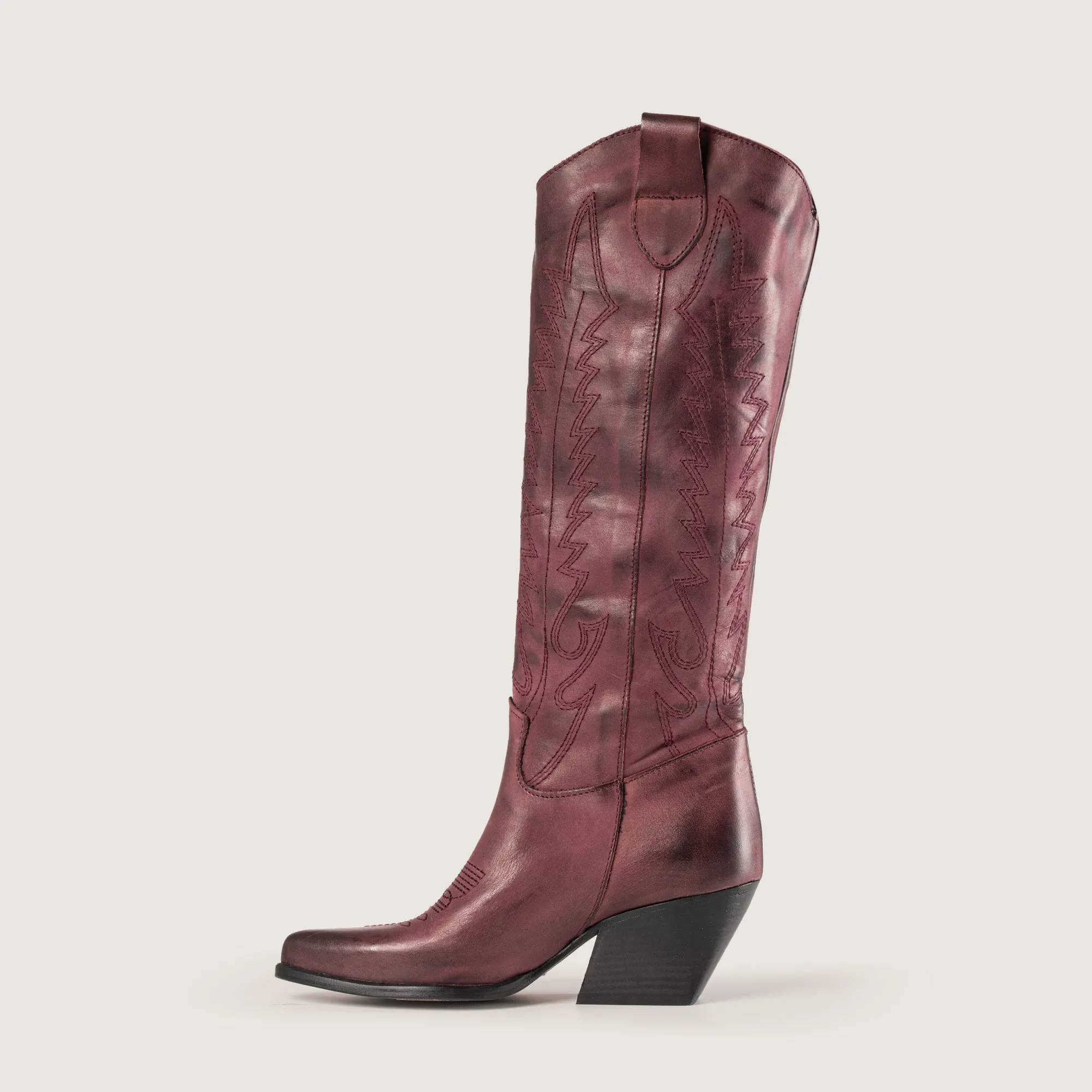 Nabiki Brushed Bordeaux Texan Boots sold by Kali Shoes product image thumbnail 3